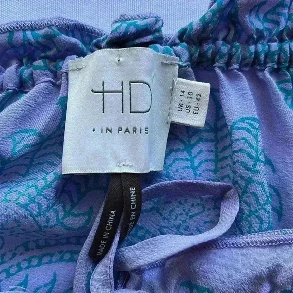 Anthropology 100% Silk Halter Tank Top Lavender Purple Teal Pattern Women Sz 10 - Picture 8 of 11